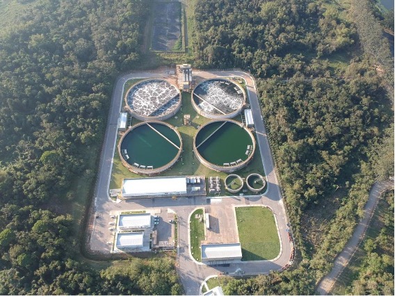 Imagem aérea da ETE Jarivatuba, com soluções Penetron